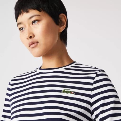 Lacoste T-Shirts-Women'S Striped Jersey Cotton T-Shirt