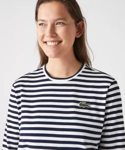 Lacoste T-Shirts-Women'S Striped Jersey Cotton T-Shirt