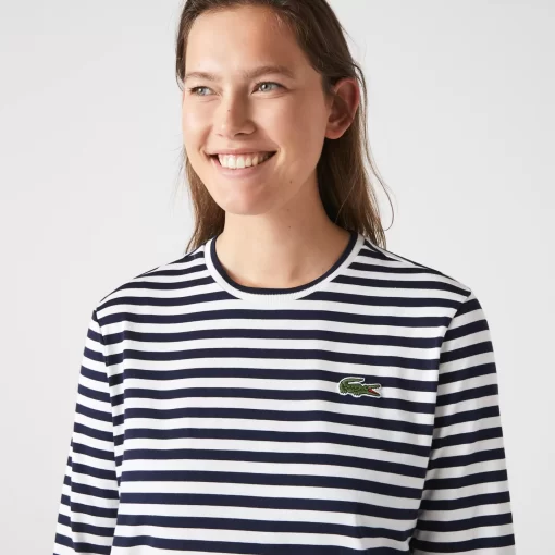 Lacoste T-Shirts-Women'S Striped Jersey Cotton T-Shirt