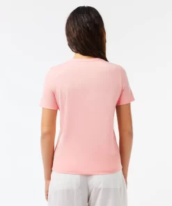 Lacoste T-Shirts-Women'S V-Neck Loose Fit Cotton T-Shirt