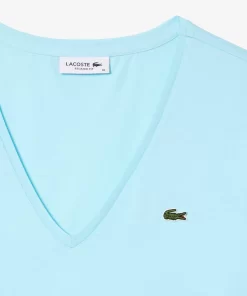 Lacoste T-Shirts-Women'S V-Neck Loose Fit Cotton T-Shirt