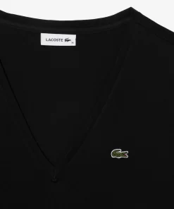 Lacoste T-Shirts-Women'S V-Neck Loose Fit Cotton T-Shirt