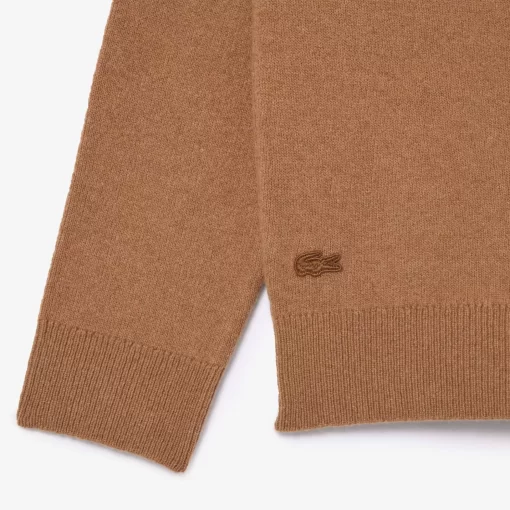 Lacoste Knitwear-Wool And Cotton Blend Badge Sweater