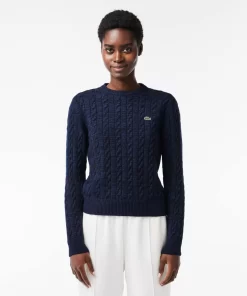 Lacoste Knitwear-Wool And Cotton Blend Cable Knit Sweater