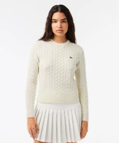 Lacoste Knitwear-Wool And Cotton Blend Cable Knit Sweater