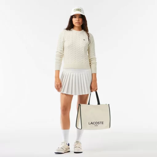 Lacoste Knitwear-Wool And Cotton Blend Cable Knit Sweater