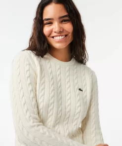 Lacoste Knitwear-Wool And Cotton Blend Cable Knit Sweater