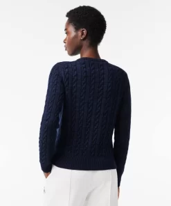 Lacoste Knitwear-Wool And Cotton Blend Cable Knit Sweater