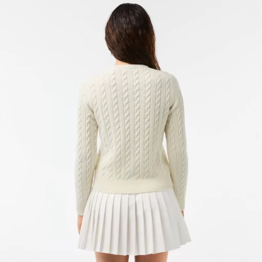 Lacoste Knitwear-Wool And Cotton Blend Cable Knit Sweater