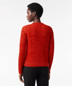 Lacoste Knitwear-Wool And Cotton Blend Cable Knit Sweater