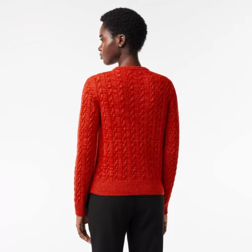 Lacoste Knitwear-Wool And Cotton Blend Cable Knit Sweater