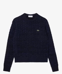 Lacoste Knitwear-Wool And Cotton Blend Cable Knit Sweater