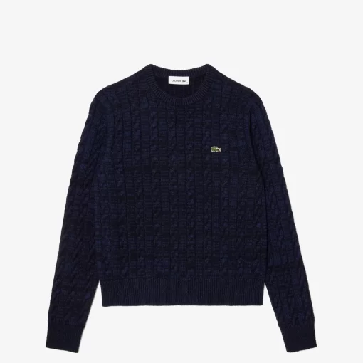 Lacoste Knitwear-Wool And Cotton Blend Cable Knit Sweater