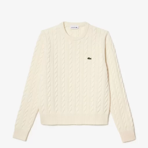 Lacoste Knitwear-Wool And Cotton Blend Cable Knit Sweater