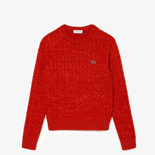 Lacoste Knitwear-Wool And Cotton Blend Cable Knit Sweater