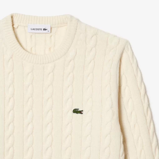 Lacoste Knitwear-Wool And Cotton Blend Cable Knit Sweater