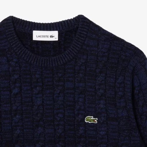 Lacoste Knitwear-Wool And Cotton Blend Cable Knit Sweater