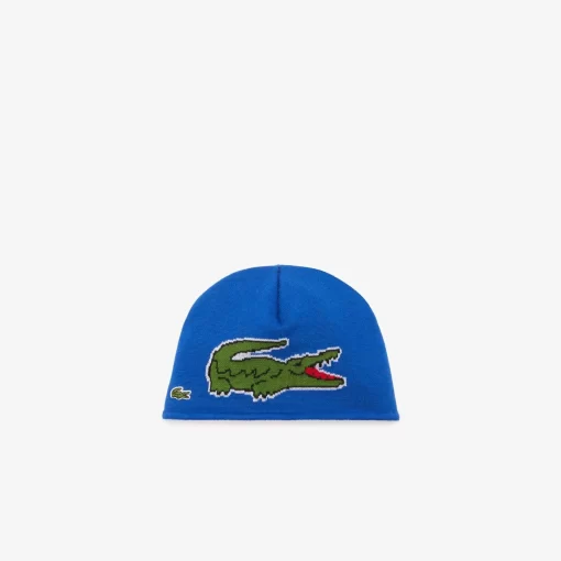 Lacoste Accessories-Wool Beanie With Large Crocodile