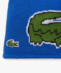 Lacoste Accessories-Wool Beanie With Large Crocodile