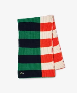 Lacoste Scarves & Stoles-Wool Contrast Stripe Colourblock Scarf