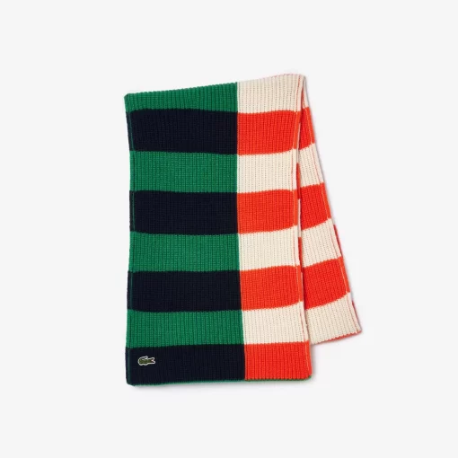 Lacoste Scarves & Stoles-Wool Contrast Stripe Colourblock Scarf