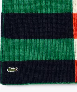 Lacoste Scarves & Stoles-Wool Contrast Stripe Colourblock Scarf