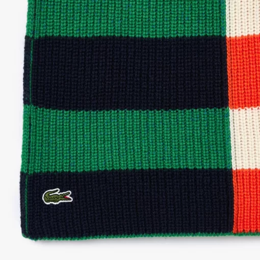 Lacoste Scarves & Stoles-Wool Contrast Stripe Colourblock Scarf