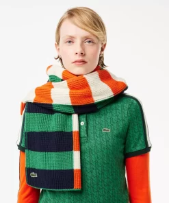 Lacoste Scarves & Stoles-Wool Contrast Stripe Colourblock Scarf