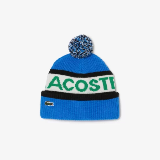 Lacoste Caps & Hats-Wool Logo Beanie With Pompom