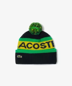 Lacoste Caps & Hats-Wool Logo Beanie With Pompom