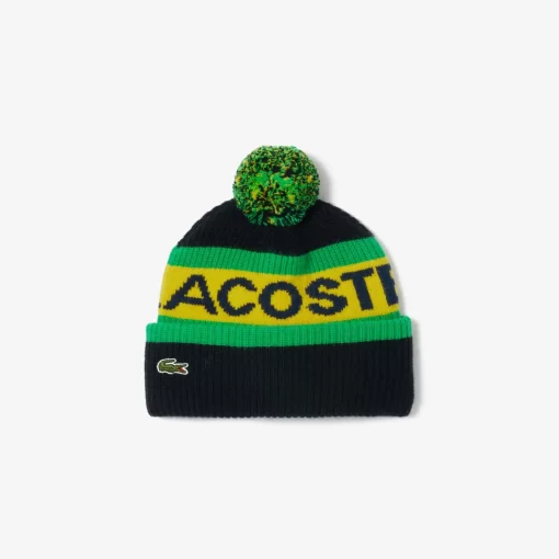 Lacoste Caps & Hats-Wool Logo Beanie With Pompom