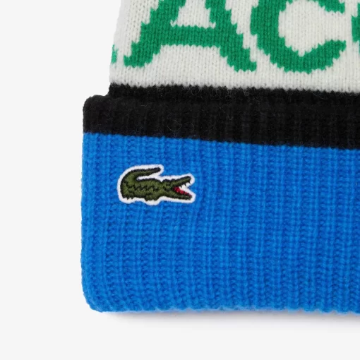 Lacoste Caps & Hats-Wool Logo Beanie With Pompom