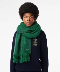 Lacoste Scarves & Stoles-Wool Monogram Jacquard Fringed Scarf