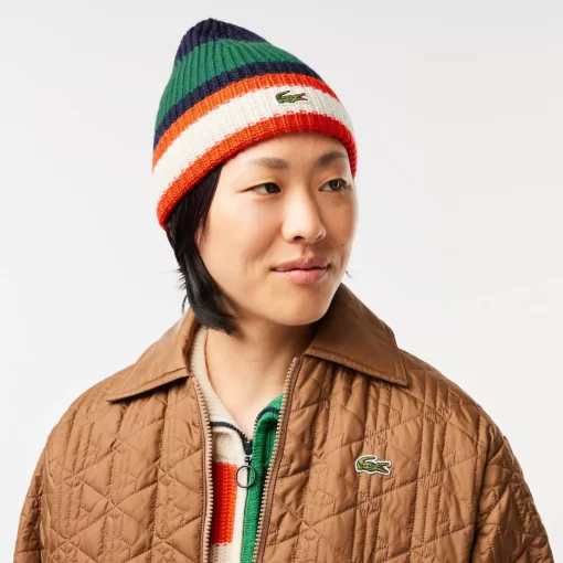 Lacoste Caps & Hats-Wool Striped Beanie