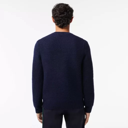 Lacoste Knitwear-Wool Sweater With Quilted Croc Badge