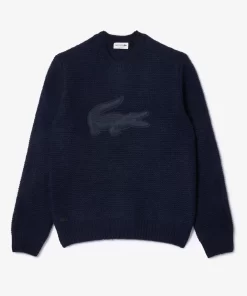 Lacoste Knitwear-Wool Sweater With Quilted Croc Badge