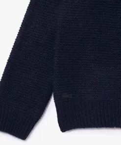 Lacoste Knitwear-Wool Sweater With Quilted Croc Badge