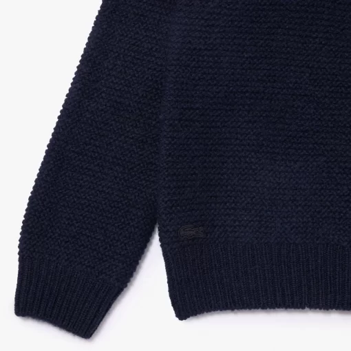 Lacoste Knitwear-Wool Sweater With Quilted Croc Badge