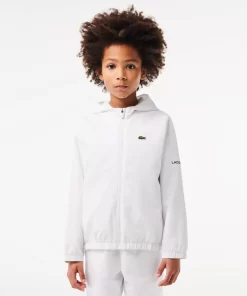 Lacoste Boy Clothing-Zip Front Hooded Sports Jacket With Branding Detail