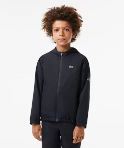 Lacoste Boy Clothing-Zip Front Hooded Sports Jacket With Branding Detail