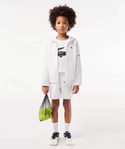 Lacoste Boy Clothing-Zip Front Hooded Sports Jacket With Branding Detail