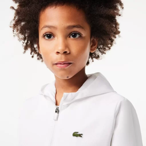 Lacoste Boy Clothing-Zip Front Hooded Sports Jacket With Branding Detail