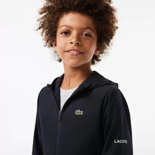 Lacoste Boy Clothing-Zip Front Hooded Sports Jacket With Branding Detail