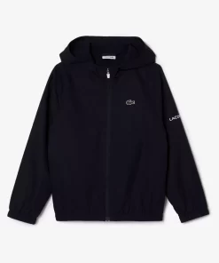 Lacoste Boy Clothing-Zip Front Hooded Sports Jacket With Branding Detail