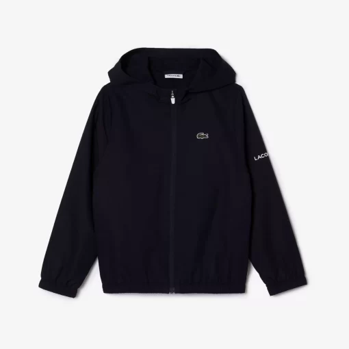 Lacoste Boy Clothing-Zip Front Hooded Sports Jacket With Branding Detail