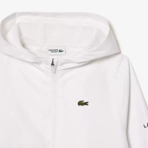 Lacoste Boy Clothing-Zip Front Hooded Sports Jacket With Branding Detail