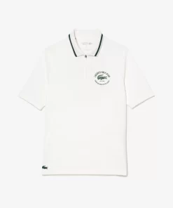 Lacoste Golf-Zip Neck Ripstop Pique Ultra-Dry Golf Polo Shirt