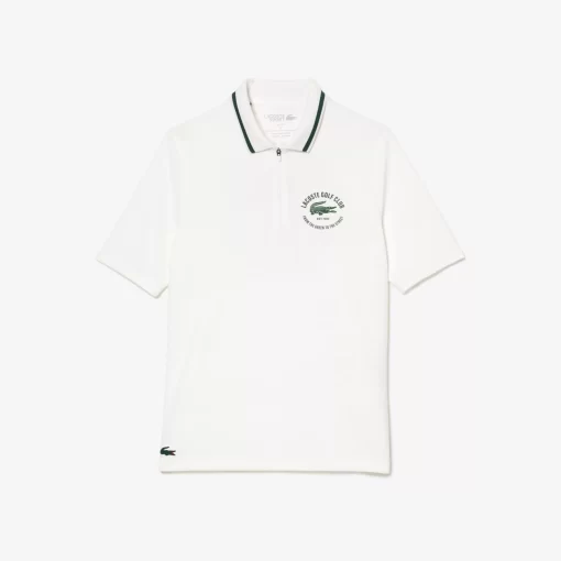 Lacoste Golf-Zip Neck Ripstop Pique Ultra-Dry Golf Polo Shirt