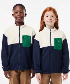 Lacoste Girl Clothing-Zipped Contrast Detail High Neck Sweatshirt