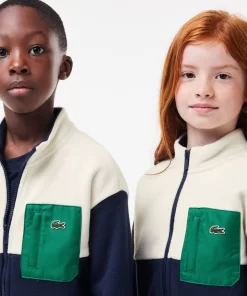 Lacoste Girl Clothing-Zipped Contrast Detail High Neck Sweatshirt